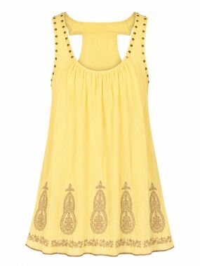 NY Collection NWOT studded embroidered yellow top, small